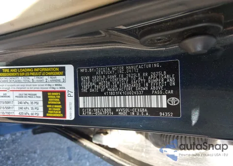 2012 Toyota Camry Hybrid Xle from USA, damaged, VIN 4T1BD1FK1CU024537